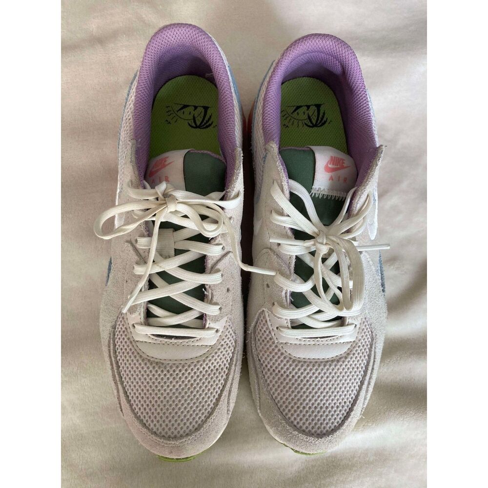 Nike Air Max Women’s Athletic Sneakers in Cream, Light Blue, Pink & Green - Picture 8 of 10